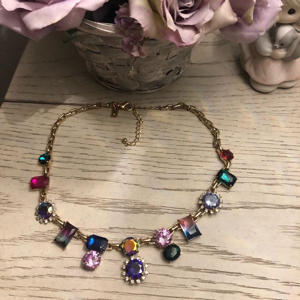 Kate Spade Candy Crush Multicolored Crystal Gold Chain Statement Necklace